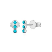 3 Bezel Turquoise Bar Stud Earring