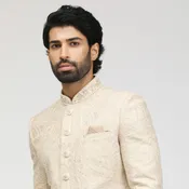 Ash White Sherwani With Dupatta