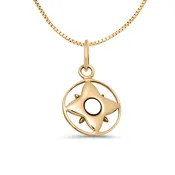 14Ky Gold Compass Rose Peapod Necklace/Charm With Birthstone