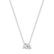 0.58 CT Emerald & Pear Cut Diamond Toi et Moi Pendant Necklace in 14K White Gold