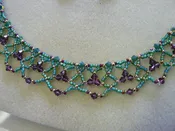 Aqua and Purple Beaded Lace - 5001N