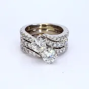 14k White Gold Adjoined Engagement Ring Set – Size 6.25