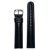 18mm Smart Watch Band | Quick Release | Calf Leather | Black | Match Stitch