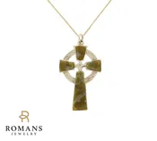 Agate Cross Pendant 9K Yellow Gold