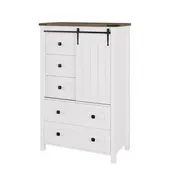 5-Drawer Dresser, Modern Wooden Bedroom Chest of Drawers With Storage Drawers, Farmhouse Style TV Stand for Living Room, Bedroom, Hallway