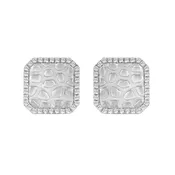 0.16 Ct Round Diamond Halo Earrings For Women Sterling Silver Stylish Jewelry Gift