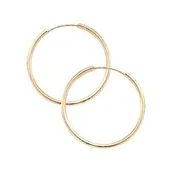 14K Gold Endless Hoop Earrings 1.5x25mm