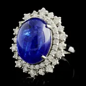 13.16 ct Tanzanite and 1.04 ctw Diamond 14K White Gold Ladies Ring