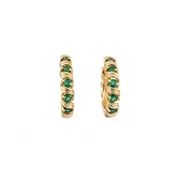 14K Gold Natural Emerald J-Hoop Earrings | Twisted Ribbon Setting