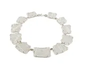 Clear Glass Necklace with White Design