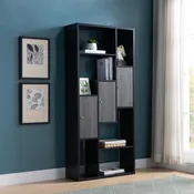 213041 | BOOKCASE - BLACK &amp; DISTRESSED GREY