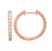 14k Rose Gold 18mm Inside Out Diamond Hoop Earrings 1.00ctw