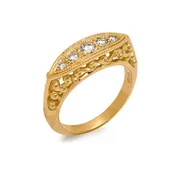 Diamond Band with Side Filigree