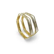 22K Gold Bangles - Two-Tone Hexagon Indian Gold Bangle Bracelets