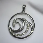 Sterling Silver & Cubic Zirconia Wave Pendant