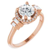 Halo Style Ring Setting in 10K Rose Gold - Round 6.5mm