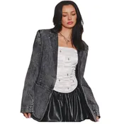 Grey Acid Wash Denim Blazer