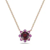 14K Rose Gold Garnet and Pink Sapphire Pendant with 0.04 CTW Diamonds