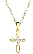 14k GP Cross Open Infinity Necklace 14"
