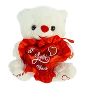 10" White Musical Valentine Bear with Red "I love You" Heart  (1 Piece)