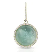 aquamarine grande cabochon, diamond pendant, <br>in 18k yellow gold, <br>0.6ct (diamonds)