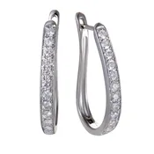 ~1ct 14K White Gold Diamond Oval Hoop Earrings AER-14266W