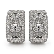 5.00 Carat Oval and Round Brilliant Cut Diamond Earrings