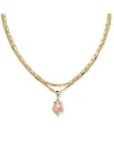Adriana Scallop Frame Light Pink Iridescent Gold Multi Strand Necklace