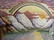 Serenity of the Peaks: Rainbow Over Wilderness