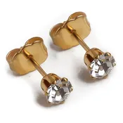 4mm Clear Cubic Zirconia Earrings in Gold