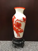 Chinese Red & White Peking Glass Vase - Early 20th Century