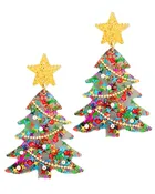 Acrylic Christmas Tree Decorated Earrings With Star Topper