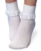 Eyelet Lace Turn Cuff Socks | White