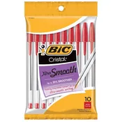 BIC Cristal Xtra Smooth Red Ballpoint Pen, 10 Pack (91354)