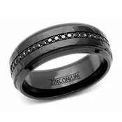 Black Zirconium Channel-Set Fancy Dark Black Diamond Band Ring