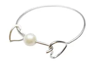 10-11mm White Fresh Water Pearl with Love Charm Bracelet 8″