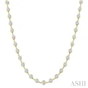 10 Ctw Bezel Set Round Cut Diamond Station Necklace in 14K Yellow Gold