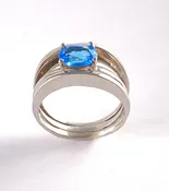 3 Band Blue Topaz Ring
