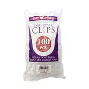 100 PACK TABLE COVER CLIPS – CLEAR
