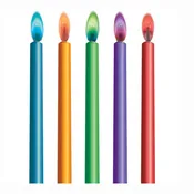 10 Color Flames Birthday Candles & Holders