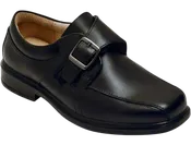 Benelaccio Boys' Leather Bicycle Toe Buckle Shoes - Black