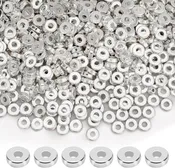 100pcs White Gold Silver Flat Disc Roundel Spacer Heishi Beads pvd Ion Plated Tarnish Reistant