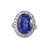 10.76ct Tanzanite Diamond Gold Cocktail Ring