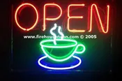 Coffee Cup Neon Open Sign