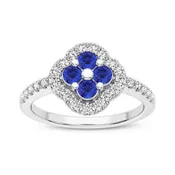 14K White Gold Blue Sapphire & Diamond Ring