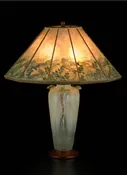 Arts & Crafts Lighting Ephraim Faience Turtle lamp Mica Shade with Sea Turtles