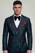 Black & Teal Abstract Tuxedo – 3 Piece