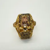 Black Hills Gold Filigree Grape Leaf Ring, 10K, Size 5.5