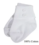 Boys White Anklet Socks with Buttons — Lemonllamakidsboutique
