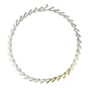 Asymmetrical Sterling Silver Necklace with Gold Accents - Modern Elegance — EatMetal